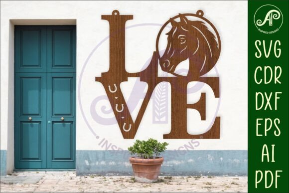 Download Love Word with Horse Theme Wall Art Sign - Horse theme Collection
